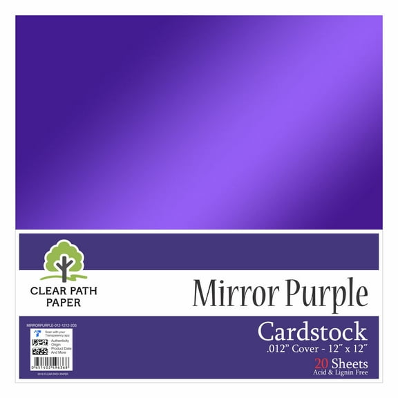 Mirror Purple Cardstock - 12 x 12 inch - .012" Thick - 20 Sheets - Clear Path Paper