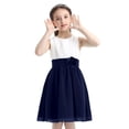 thumbnail image 2 of Lejafay Girls Dresses Flower Girl Wedding Party Princess Pleated Dress Birthday Party Formal Gown White&Navy Blue 14, 2 of 7