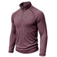 thumbnail image 4 of TOUMENY Men Half Zip Sweater Long Sleeve Slim Casual Knit Pullover Stand Collar Solid Raglan Fall Winter Workout Tops Wine XXXL, 4 of 6