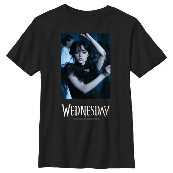 Boy's Wednesday Dance Scene Logo Graphic Tee Black Small