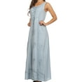 thumbnail image 3 of Sakkas Stella Long Tank Top Adjustable Caftan Corset Dress With Embroidery - SkyBlue - 1X/2X, 3 of 4
