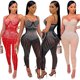 thumbnail image 5 of Mono de mujer con tirantes sin mangas y diamantes de imitación con perspectiva de malla sexy a la moda, 5 of 5
