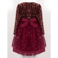 thumbnail image 5 of Miutii Shiny Sequin Long Sleeve Velvet Tulle Tutu Princess Dress Wedding Birthday Party Flower Girls Red 160, 5 of 8