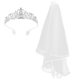 thumbnail image 2 of 1 juego de tiara de boda con corona de diamantes de imitación, diadema brillante, tiara de novia con diamantes de imitación y velo, 2 of 6