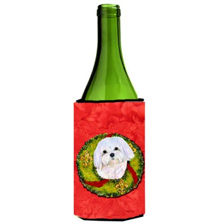 

Maltese Christmas Wreath Wine bottle sleeve Hugger - 24 oz.