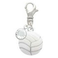 thumbnail image 2 of Delight Jewelry Silvertone Large Volleyball - Silvertone Clip on Charm with Clear Crystal Drop, 2 of 4