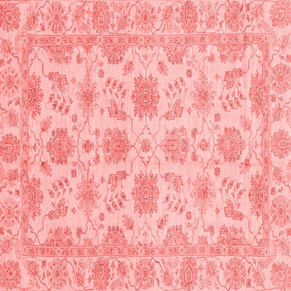 Ahgly Company Machine Washable Indoor Square Oriental Red Traditional Area Rugs, 4' Square