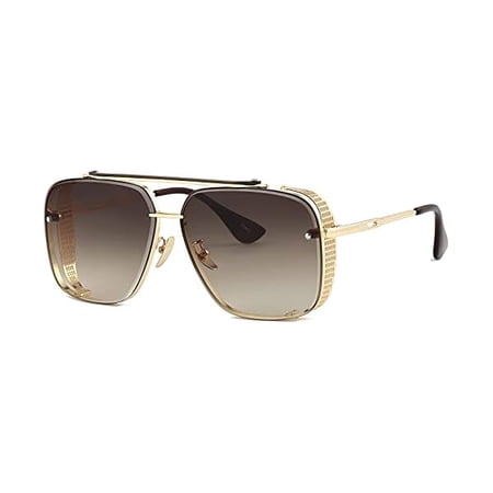 Fashion Oversized Square Aviator Gradient Sunglasses For Men Vintage Metal Side Shield Steampunk Sun Glasses 64mm