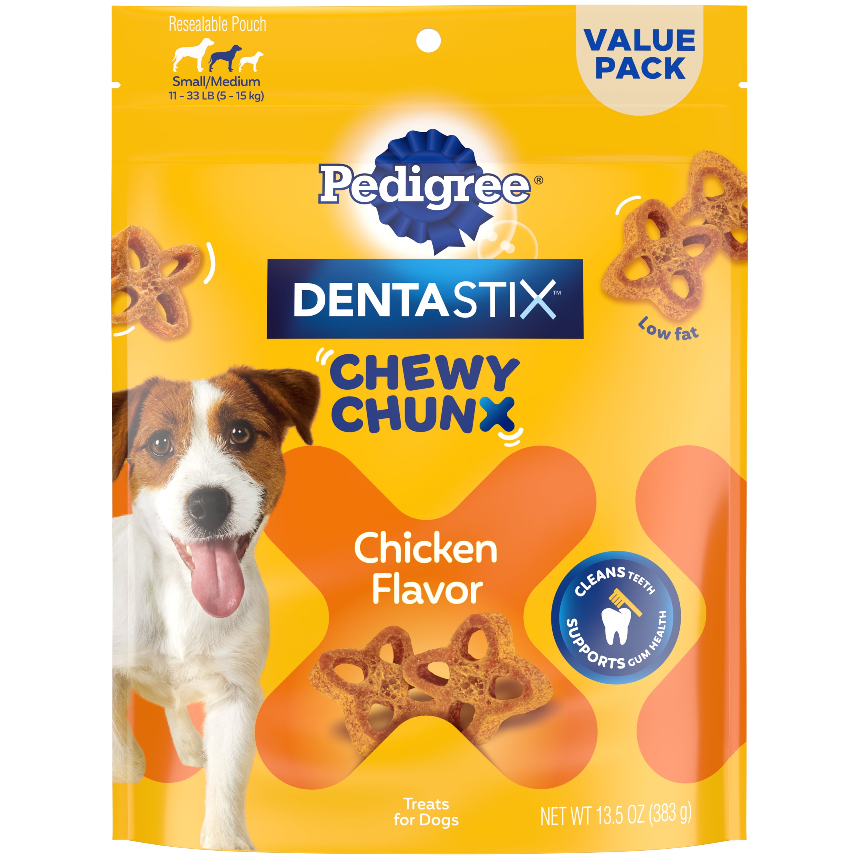Pedigree Dentastix Chewy Chunx Chicken Dental Treats, Small/Medium Dog – 13.5 oz. Pouch