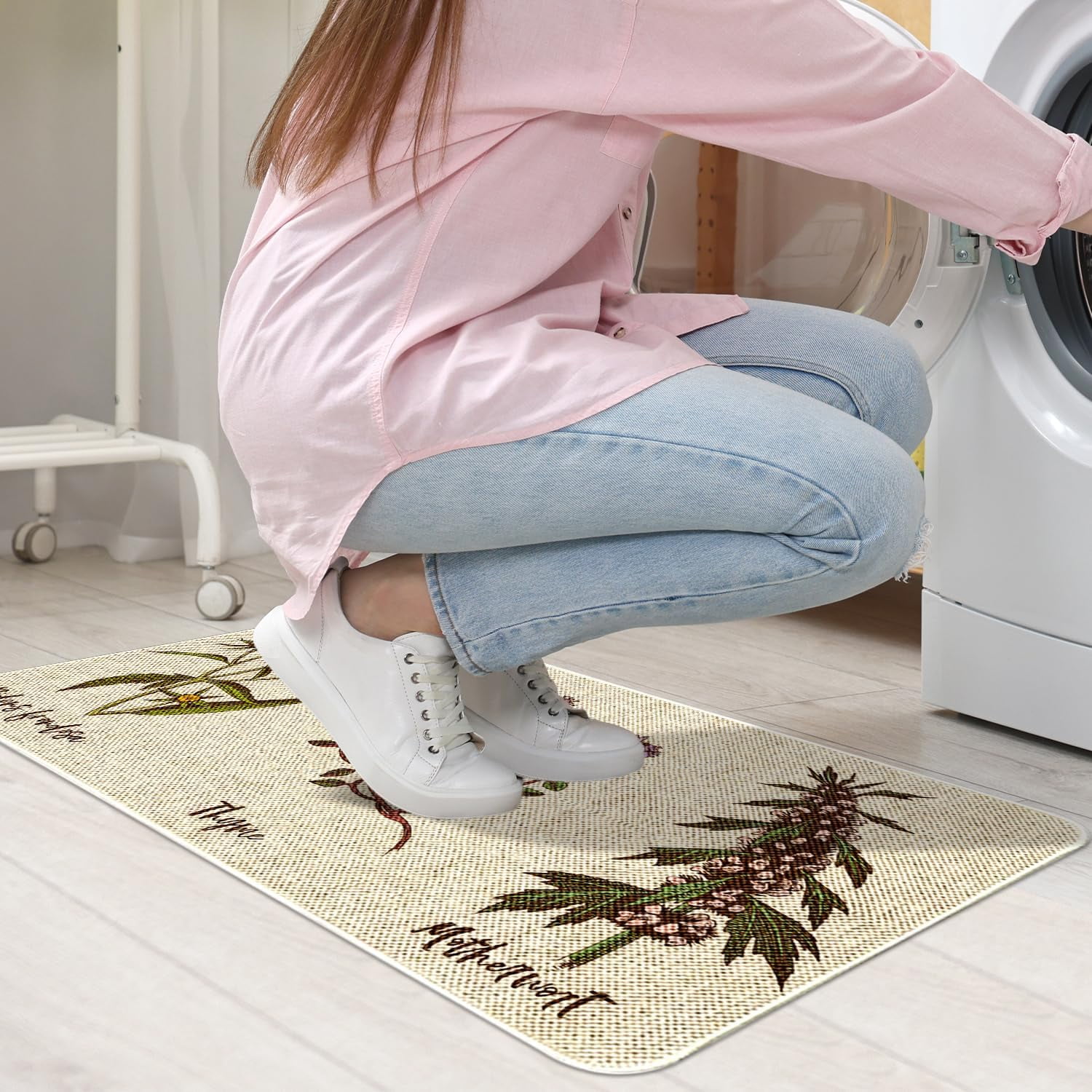 Hero image 0 of Flower Decorative Door Mat,Farmhouse Kitchen Mats Burlap Welcome Floor Slippioneer Woman Kitchen Accessories Switch Mat for Outdoor 17 x 30 in, 0 of 6     UCUVADXZ Flower Decorative D