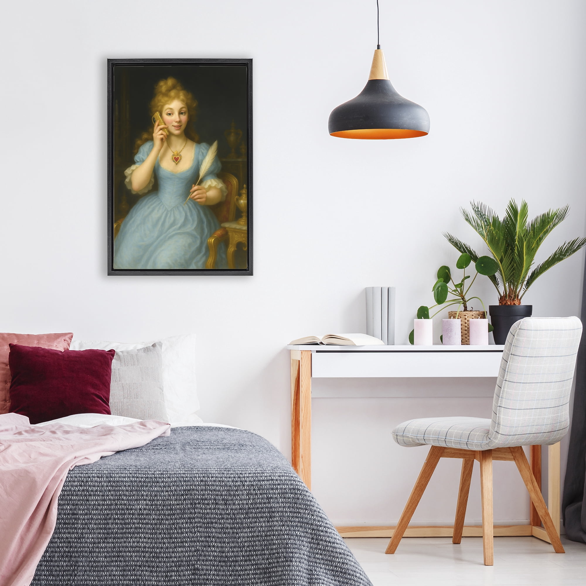 Stupell Industries May I Take A Message Black Framed Floater Canvas Wall Art, design by Grotto Studios