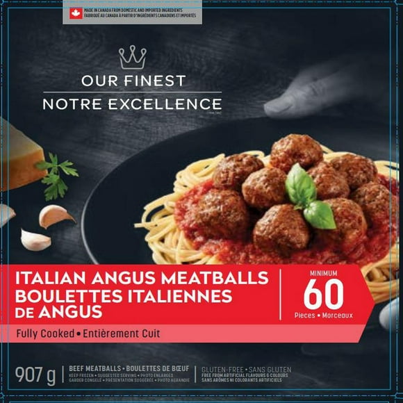 Our Finest Frozen Italian Angus MeatballsAppetizers, 60 Pieces, 907g