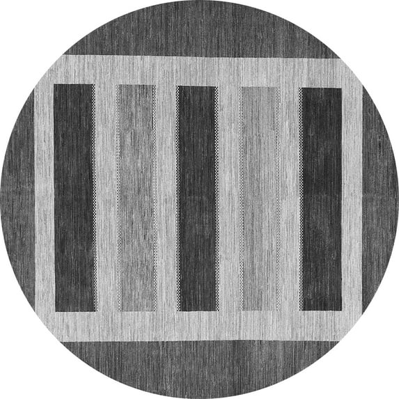 Ahgly Company Indoor Round Abstract Gray Contemporary Area Rugs, 4' Round