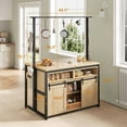 thumbnail image 3 of 72 inch Tall Kitchen Island with Storage, Bakers Rack with Sliding Barn Door and Power Outlet, Table Island Kitchen Cabinet with Hooks, Large Kitchen Island Table for Dining Room Kitchen, 3 of 9