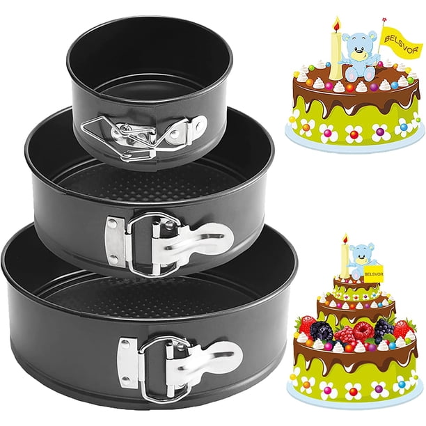 Molde para pasteles de 3 piezas (4/7/9), Molde para pasteles redondo de 3 niveles, Molde para pasteles redondo de acero al carbono negro, Molde para pasteles con bisagras para hornear pasteles / Pizza / Pan (11 CM + 18 CM + 22 CM). esquí esquí Gafas de esquí