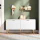 thumbnail image 5 of Banco zapatero moderno acanalado para entrada y pasillo – Armario compacto de madera con almacenamiento para calzado – Asiento cómodo – Diseño elegante para recibidor y entrada de casa – Color blanco, 5 of 7