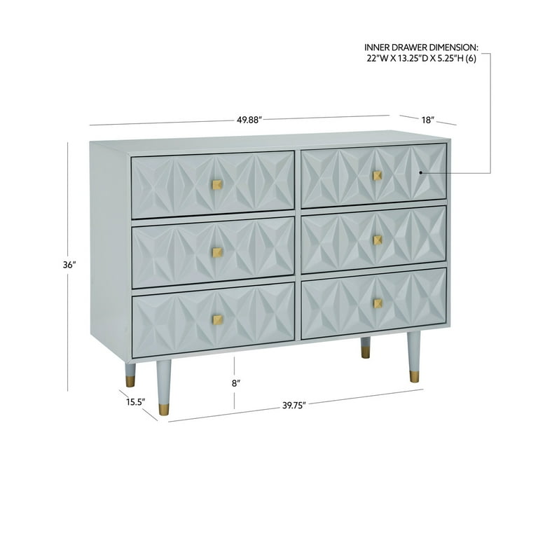 gold and grey dresser Kendall 6-Drawer Dresser Black and Gold main image 0