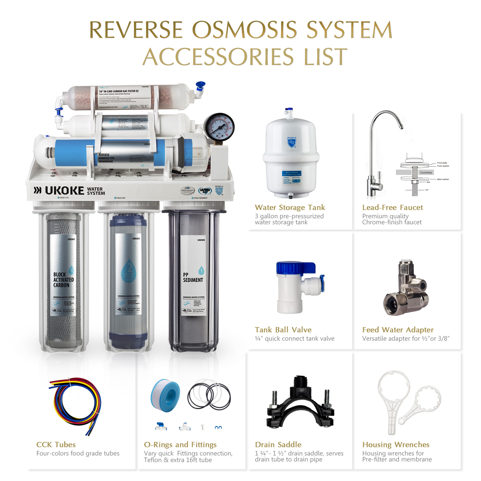 Ukoke 6 Stages Reverse Osmosis, Water Filtration System, 75 GPD - image 4 of 10