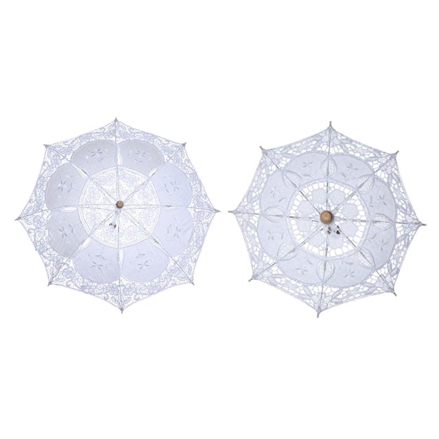Parasol de de moda de 2 piezas, vintage, accesorios románticos para disfraces de dama Yotijar Sombrillas de encaje de boda