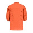thumbnail image 5 of Knosfe Women's Summer Tops Dressy Casual Short Lantern Sleeve V Neck Buttons Hollow Out Lace Embroidered Blouses Shirts Orange L, 5 of 5