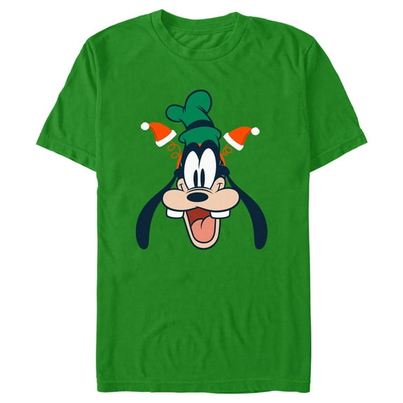 Men's Mickey & Friends Goofy Christmas Ears  Graphic Tee Kelly Green X Large