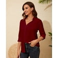 thumbnail image 3 of SPRING SEAON Womens Button Down Shirt Long Sleeve Classic Collared Tops Work Office Casual Chiffon Blouse, 3 of 5