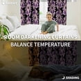 thumbnail image 3 of Purple Floral Blackout Curtains for Bedroom, Abstract Watercolor Flower Leaf Plant Thermal Insulated Kitchen Drapes with Grommets, Light Blocking Window Treatment, 2 Panels 52" x 84", 3 of 7