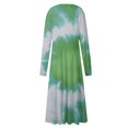 thumbnail image 3 of Women's Autumn Winter Casual Fashion V-Neck Long-sleeved Gradient (Floral) Print Long Dress, Green, Size XXL, 3 of 4