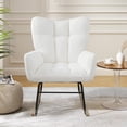 thumbnail image 6 of DUOSONG Teddy Fabric Rocking Chair, Upholstered Rocker Armchair With High Backrest, Modern Rocking Accent Chair For Nursery, Living Room, Bedroom, White White Fabric Rocking Chairs, 6 of 14
