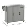 thumbnail image 3 of HOMCOM Kitchen Island on Wheels, Kitchen Cart with Wheels, Gray, 3 of 8