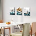 thumbnail image 5 of 3 Piece Abstract Mountain Wall Art Canvas Teal Gray Decor Geometric Sunset Moon Pictures Gold Trees Paintings for Living Room Abstract Nature Forest Lake Posters Artwork Modern Home Decoration 12x16, 5 of 6