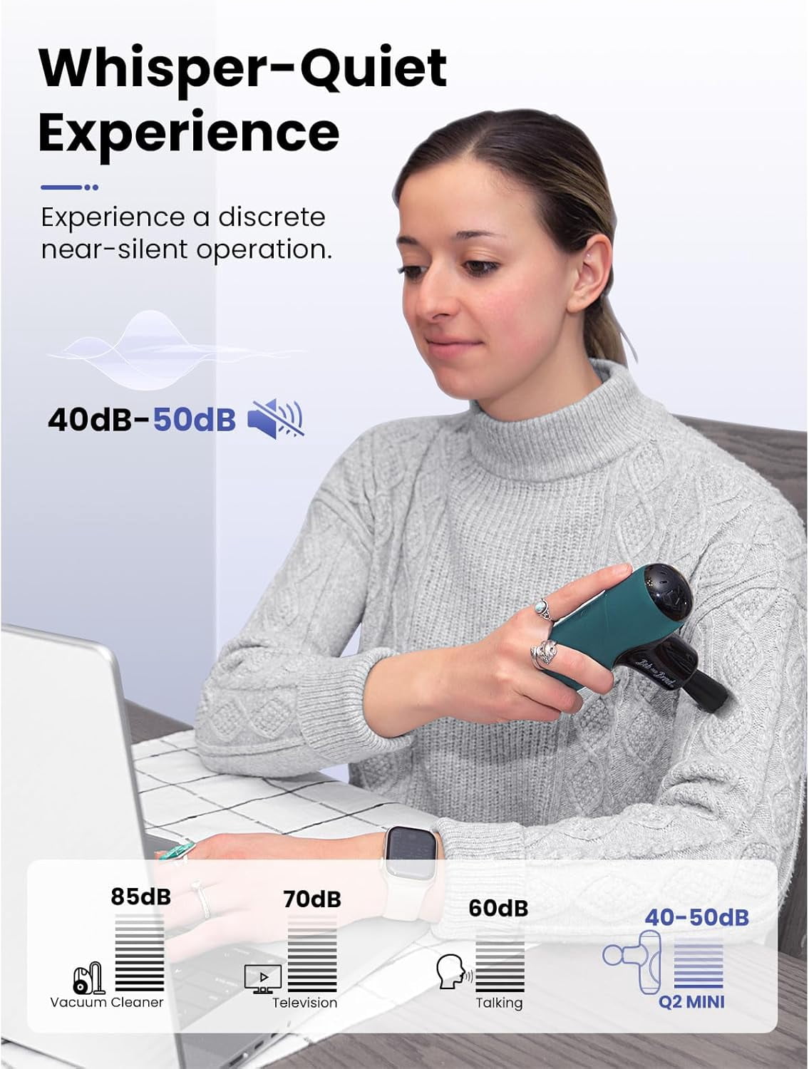 Q2 Mini Massage Gun, Pocket-Sized Deep Tissue Massager Gun, Portable Percussion Muscle Massager Gun, Ultra Small & Quiet Muscle Massage Gun with Carry Case -Green