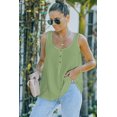 thumbnail image 4 of POGLIP Women's Green Button Textured Tank Top, 4 of 6