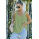 thumbnail image 4 of ABPHQTO Camiseta sin mangas texturizada con botones verdes para mujer, 4 of 5