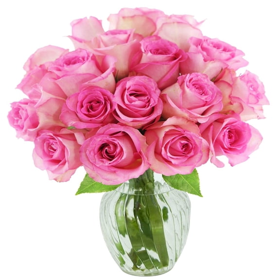 KaBloom: 18 Pink Roses in vase, Next-Day Delivery, Gift for Every Occasion.