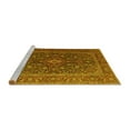 thumbnail image 2 of Ahgly Company Machine Washable Indoor Round Medallion Yellow Traditional Area Rugs, 3' Round, 2 of 4
