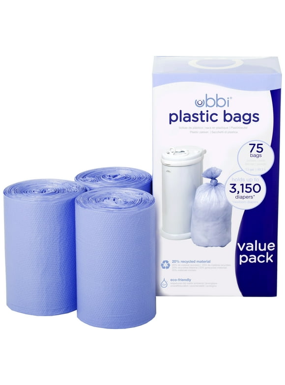 Ubbi Diaper Pail Plastic Bags, 75 Count, 13-Gallon