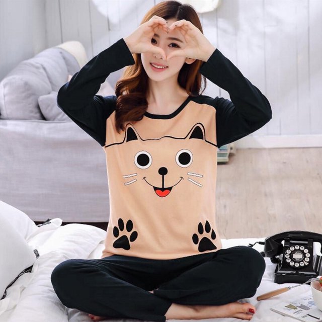 Puntoco Mujer Suelta Camisa Manga Larga + Pantalón Largo Pijama Traje Dos Piezas Liquidación Puntoco Puntoco-933