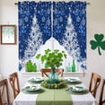 thumbnail image 4 of Swag Curtains Valances for Windows, Navy Blue Christmas Tree Short Kitchen Window Curtains Over Sink, Winter Xmas Snowflake Balls Cafe Curtains Panel Set Of 2,Rod Pocket, 45 Inches Length, 4 of 9