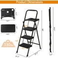 thumbnail image 2 of ANHXN  Ladder with Tool Tray, Folding Step Stool with Wide Anti-Slip Pedal and Handgrip, Heavy Duty Steel Step Ladder for Home Kitchen Office Shop, 2 of 8