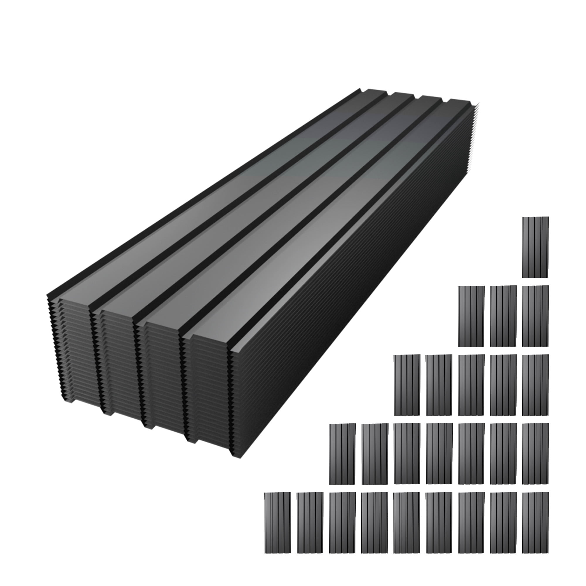 Galvanized Metal Roof Panels 25 PCS 72.8 Inch Length, Waterproof Corrugated Roofing and Roof Panels for Sheds Garages Patios, Gray
