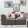 thumbnail image 2 of nygtbtfer Set of 2 Linen Throw Pillow Cover Green Flower Many Red Poppies Angle of Page Poppy  Home Decor Square Flax Pillowcase Cushion Cover for Couch Sofa White, 2 of 7