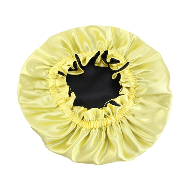 kurtrusly Polyester Soft And Comfortable Kids Satin Bonnet For Peaceful Sleep Made With Satin Satin Sleep Caps yellow 1Set