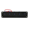 thumbnail image 4 of Rocker Switch Panel, 12-24V 5 Gang Round Dash Rocker Toggle Switch Panel Blue LED for RV Boat Yacht Marine 6.5 x 1.6 x 2.8in, 4 of 8