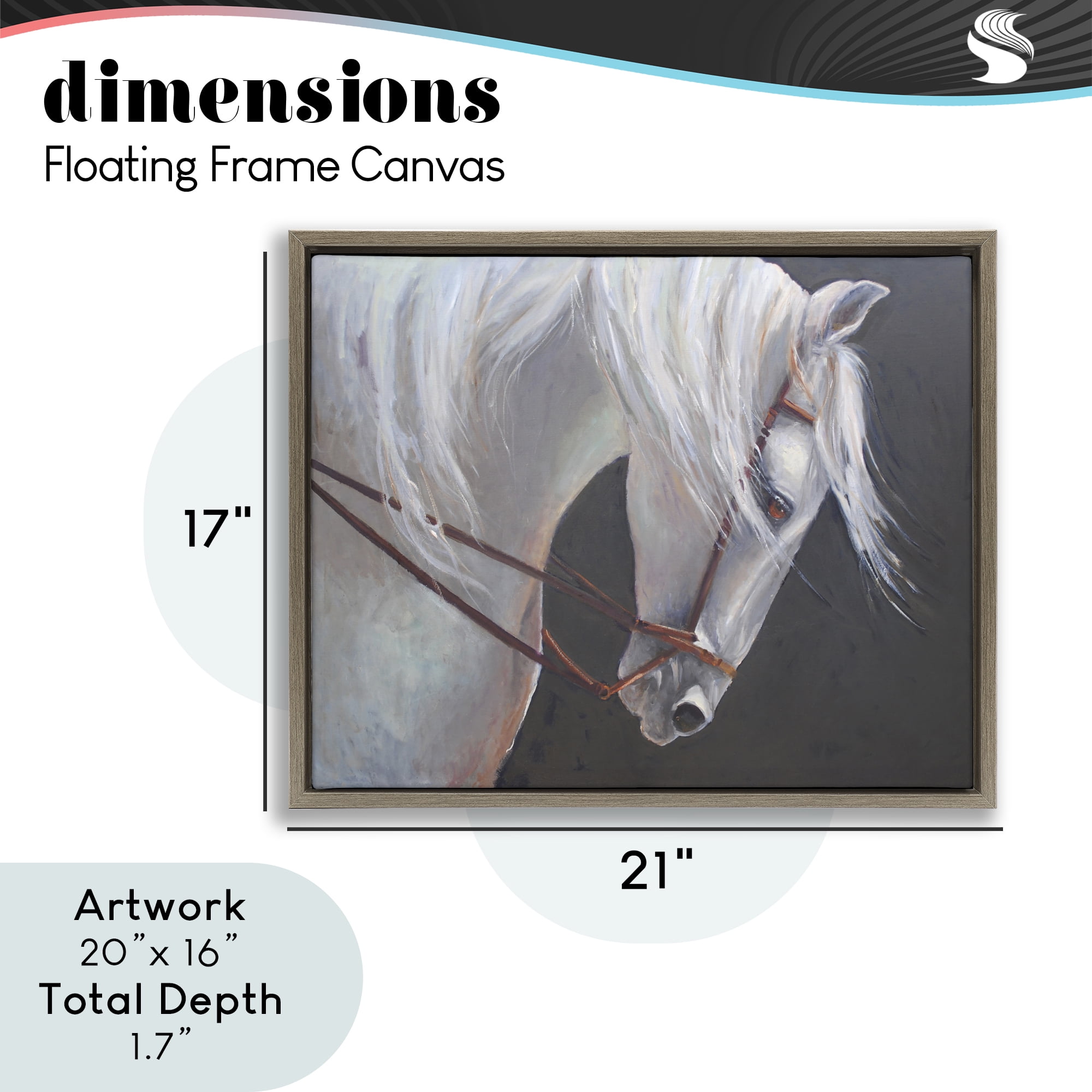 Stupell Industries Majestic White Mare Brown Framed Floater Canvas Wall Art, design by Jadei Graphics
