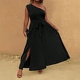 thumbnail image 2 of AURA Plus Size Womens Black One Shoulder Sleeveless Maxi Dress High Waist A Line Slit Backless Elegant Summer, 2 of 5