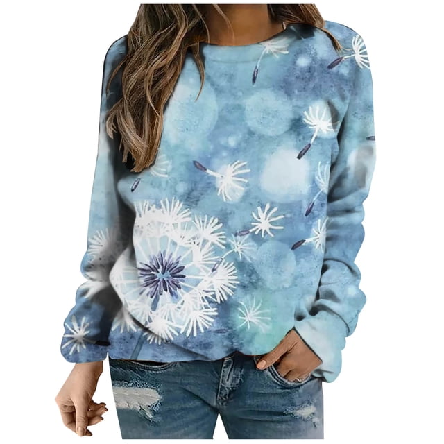 Sudadera Para Mujer Sudaderas de Cuello Redondo Estampado de Moda Manga Larga Cómoda Transpirable Sudadera de Cuello Redondo Odeerbi ODB131816