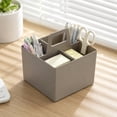 thumbnail image 2 of JHyouerji Plastic Desk Storage Caddy,Built In Carry Handle Brown Multi Compartment Organizer 9x6x6 Inch for Office Stationery Cosmetic Classroom, 2 of 8