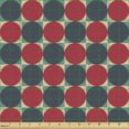 thumbnail image 2 of Ambesonne Geometric Fabric by the Yard Upholstery, Circles in Squares Design, 2 Yards, Dark Indigo Red and Ecru, 2 of 5