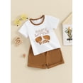 thumbnail image 3 of Suealasg 2Pcs Baby Boys Clothes Short Sleeve Letter Print T-Shirt Tops + Elastic Waist Shorts Set 6M 1T 2T 3T Toddler Summer Outfits, 3 of 7